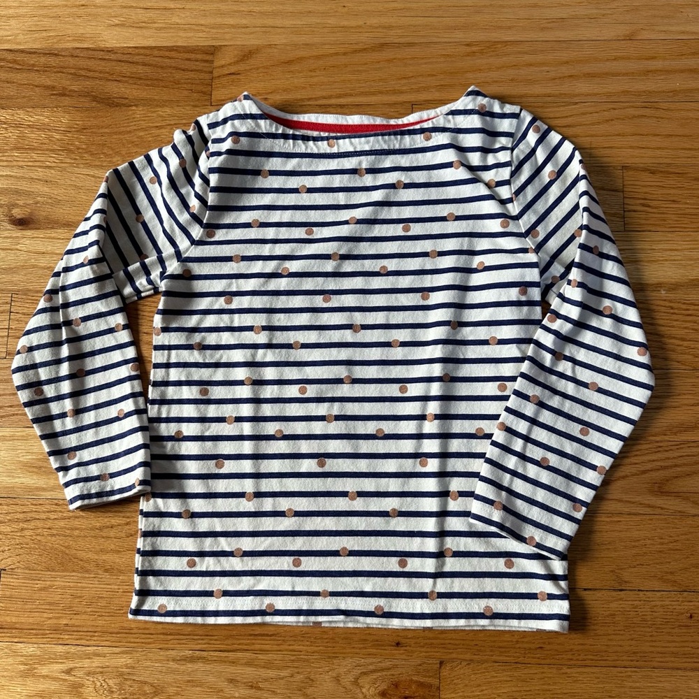 Mini Boden Striped Navy and White Shirt size 6-7 years